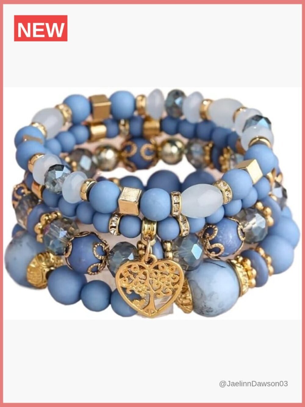 Bohemian Stackable Multi Layer Beaded Bracelets Set Elastic Stretch Heart Charm